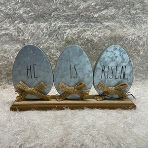 Rae Dunn “HE IS RISEN” Galvanized Metal Easter Egg Table Easter Decor Sign